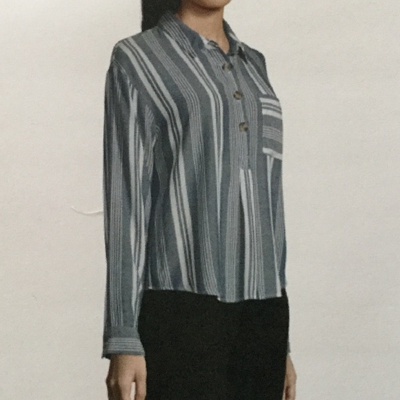 A.N.A - Blue and White Striped Blouse - Picture 5 of 6